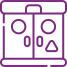 Purple icon of a hospital door