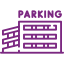 Purple icon of a parking garage