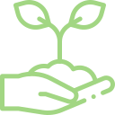 Cartoon hand holding a plant