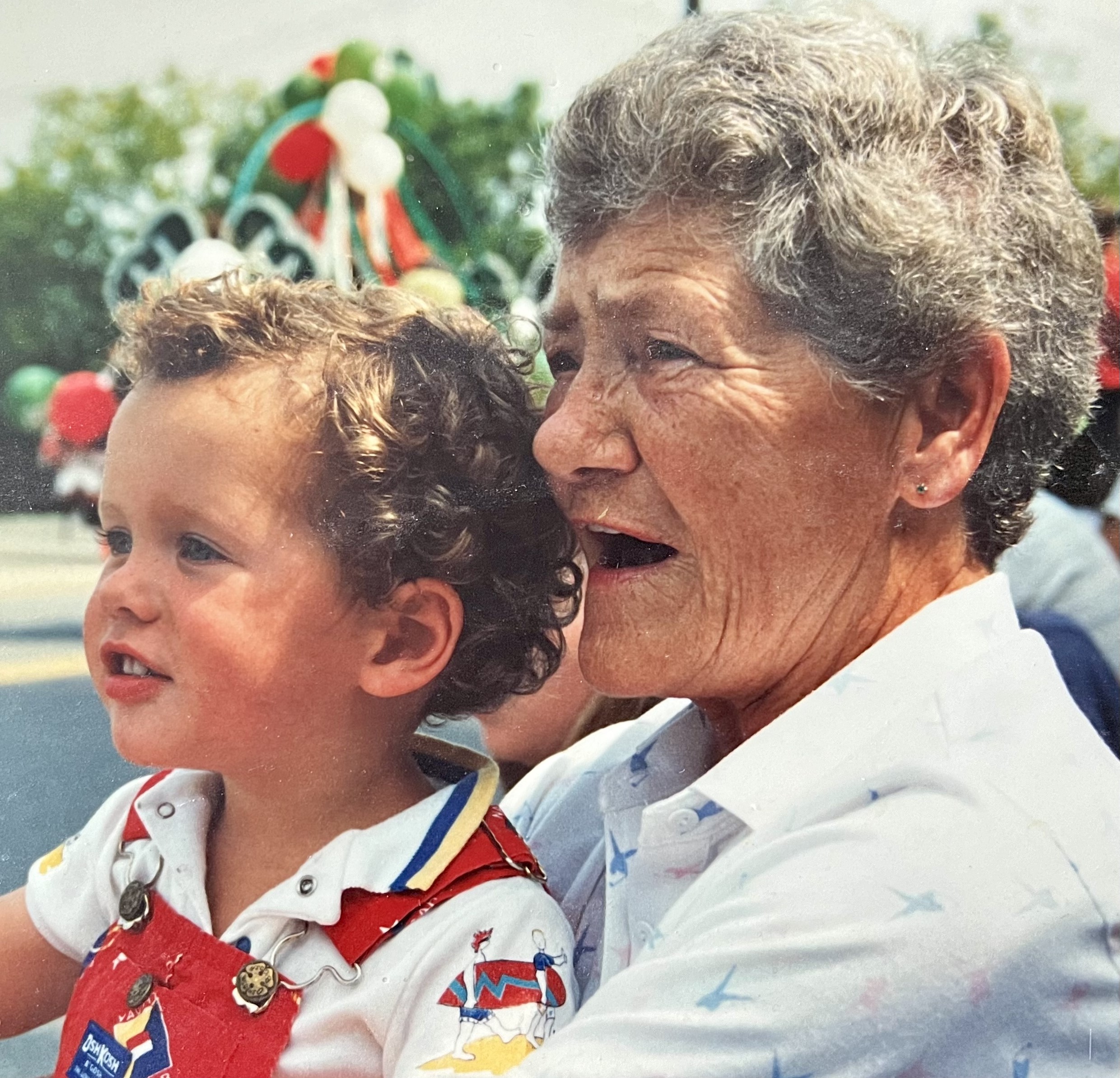 grandma winnie bickerton with grandson patrick bickerton in her lap